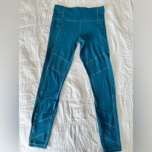 Athleta Moto Stash Pocket Leggings in Powervita Teal Blue Small